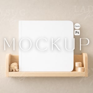 Realistisk Printify-mall för tavlabok, Canva-mall, barnbokmall, Photoshop PSD, smart objekt-mall för barnbok