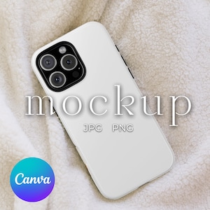 Cute Phone Case Mockup Canva Template iPhone Case Mockups iPhone 16 Case Mockup Tough Phone Case Mock for Print on Demand Printify