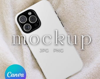 Cute Phone Case Mockup Canva Template iPhone Case Mockups iPhone 16 Case Mockup Tough Phone Case Mock for Print on Demand Printify