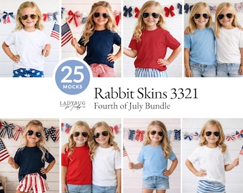Maqueta de piel de conejo 3321 para el 4 de julio, maqueta de camiseta para niñas pequeñas para Canva, maqueta para niños, monumento conmemorativo del 4 de julio, rojo, blanco y azul