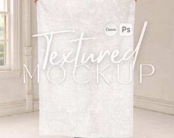60 x 80 inch Microfiber Velveteen Plush Blanket Mockup PSD Smart Object Printify Throw Blanket Print on Demand POD Canva Frame Template