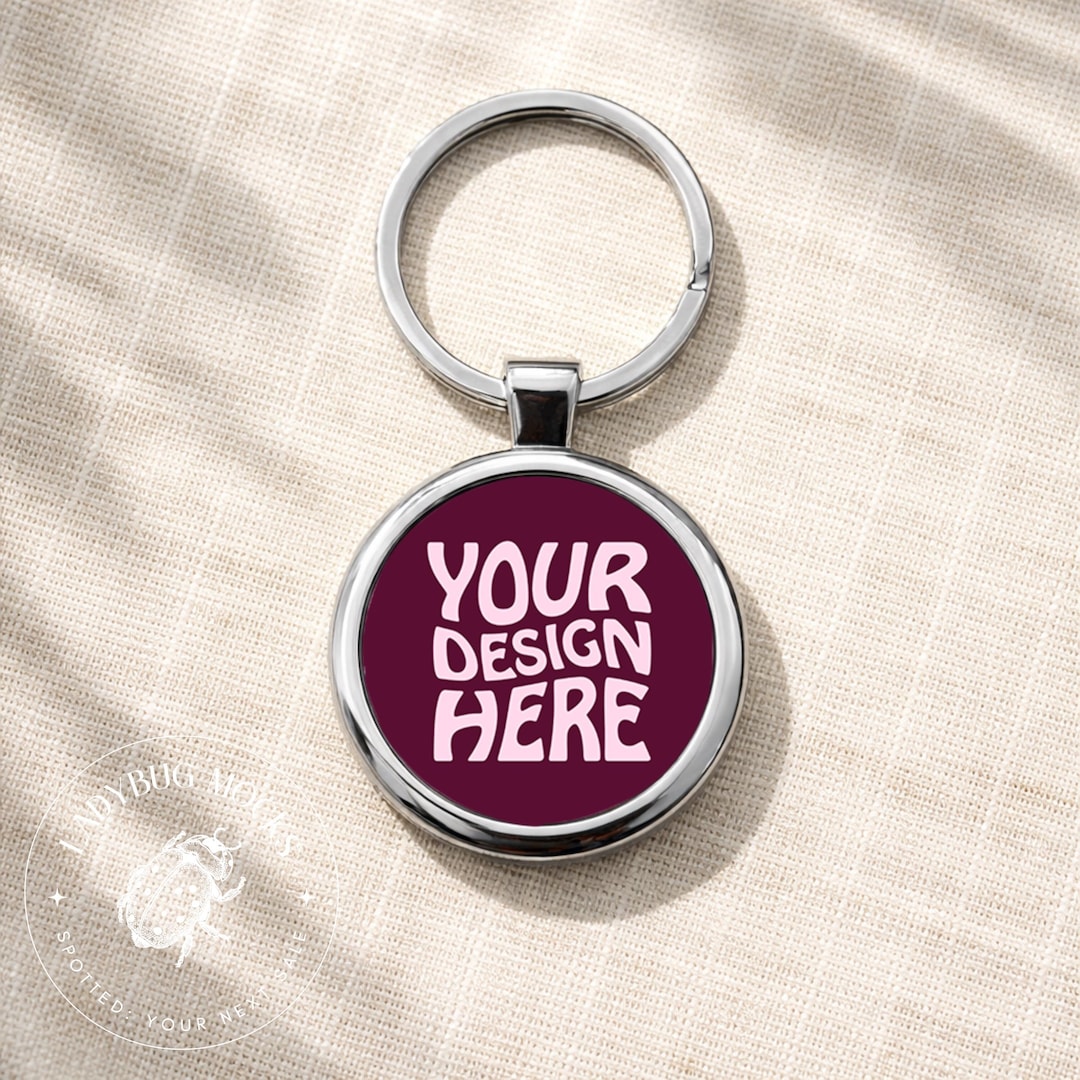 Realistic Acrylic Circle Keychain Mockup Printify Photoshop + Canva ...