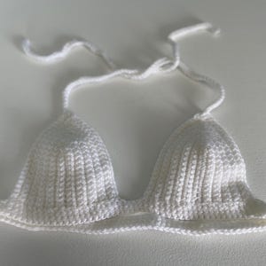 White Crochet Triangle Cup Bralette Top
