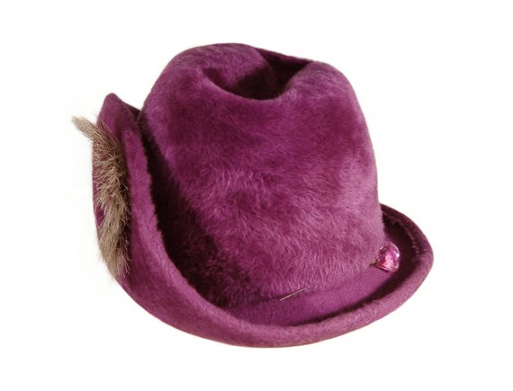 Vintage Adolfo Hat, Plum Purple Faux Fur, Fabulou… - image 3