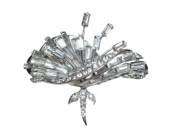 Boucher Flower Brooch, Rhinestone, Rare Early MB P
