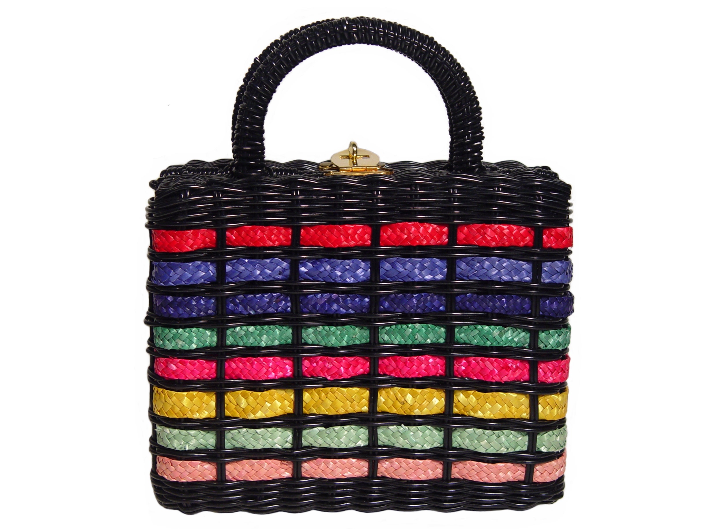 black wicker handbag
