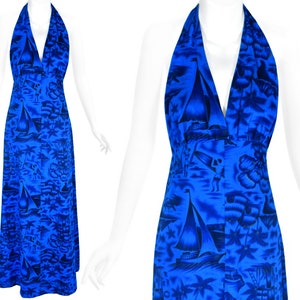 Vintage Hawaiian Dress, Aloha Dress, Stunning Aquatic Blue, Vintage 1950s