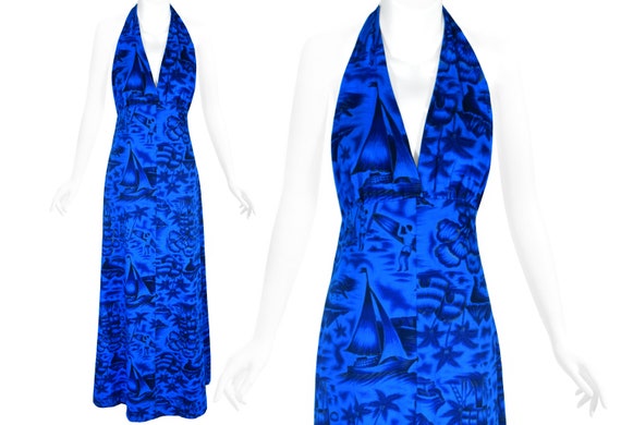 Vintage Hawaiian Dress, Aloha Dress, Stunning Aquatic Blue, Vintage 1950s