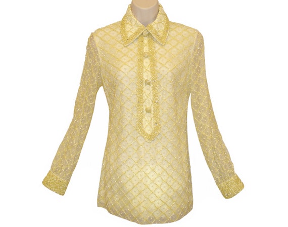 Valentina Beaded Tunic, Shirt, Rhinestones, Vintag