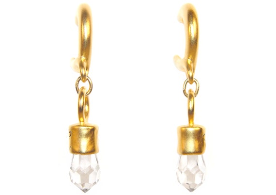 Karl Lagerfeld Earrings, Rock Crystal and Gold Pl… - image 2