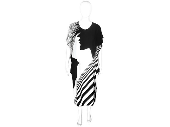 Vintage Caftan Dress, Fabulous Graphic Print, Vin… - image 3