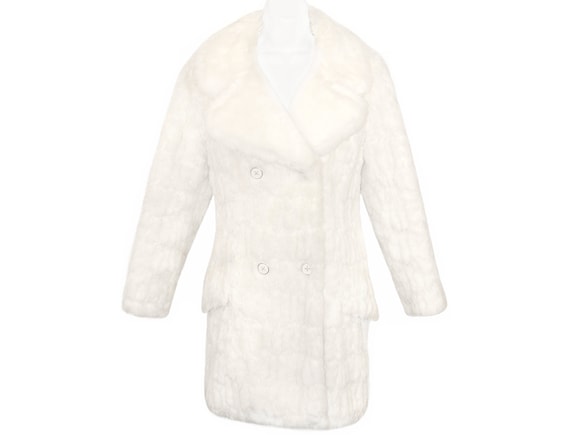 Faux Fur Coat, Mod, White Faux Fur, Vintage 1960s - image 1