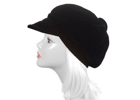 Vintage Hat, Emme, Adorable Quilted Black Velvet,… - image 3