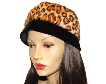 Vintage Marzi Firenze Cloche Hat Leopard Faux Fur Wool Felt  display picture 2