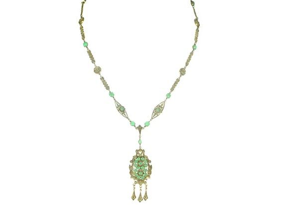 Vintage Art Deco Jadeite Necklace, Vintage 1920s - image 2