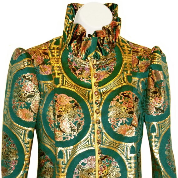 Chinese Silk Jacket, Emerald Green and Gold, Drago