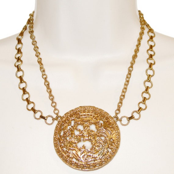 Vintage Necklace, Napier Medallion Necklace, Sign… - image 1