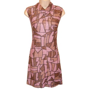 Vintage Mod Dress, Metallic Graphic, 1960s