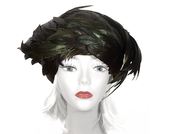Pheasant Feather Homburg Style Hat Styled by Jack McConnell Red Feather Vintage Pheasant Feather Homburg Style Hat Styled by Jack  main image 2