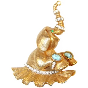 Kenneth Lane Brooch, Dancing Elephant, Rare, Collectible, Signed, Vintage 1960s