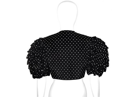 Vintage Bolero Jacket, Black and White Polka Dots… - image 6
