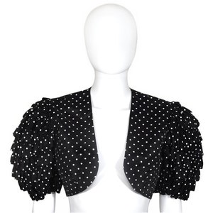 Vintage Bolero Jacket, Black and White Polka Dots, Old Hollywood Glamour, Rare, Collectible, Vintage Late 1930s To 1940s