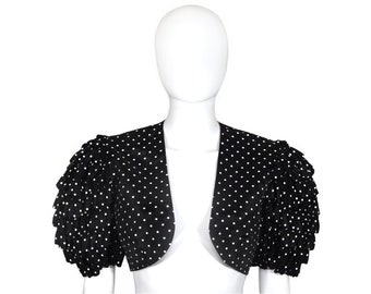 Vintage Bolero Jacket, Black and White Polka Dots, Old Hollywood Glamour, Rare, Collectible, Vintage Late 1930s To 1940s