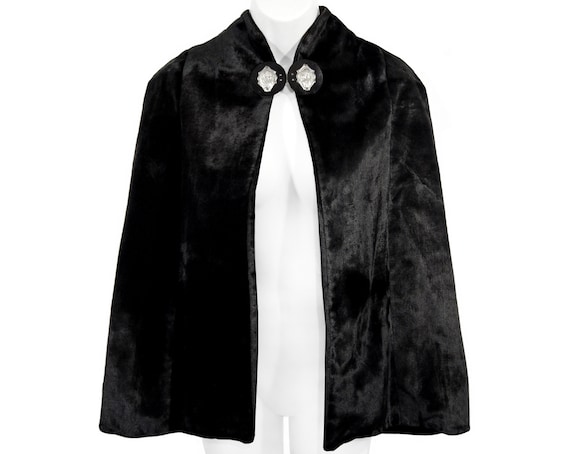 Vintage Cape, Victorian, Black Velvet, Celluloid … - image 1