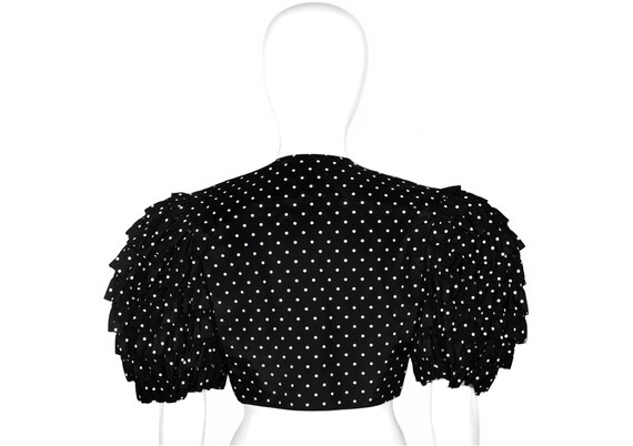 Vintage Bolero Jacket, Black and White Polka Dots… - image 5
