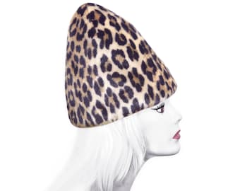 Vintage Leopard Hat, Faux Fur, Emme, Avant-Garde Luxe, Vintage 1960s