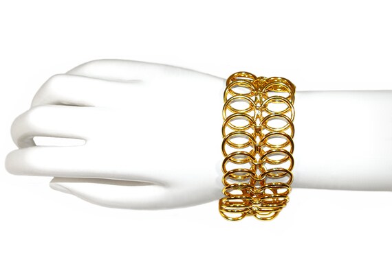 Vintage Hobé Bracelet and Earring Set, Golden Lin… - image 2