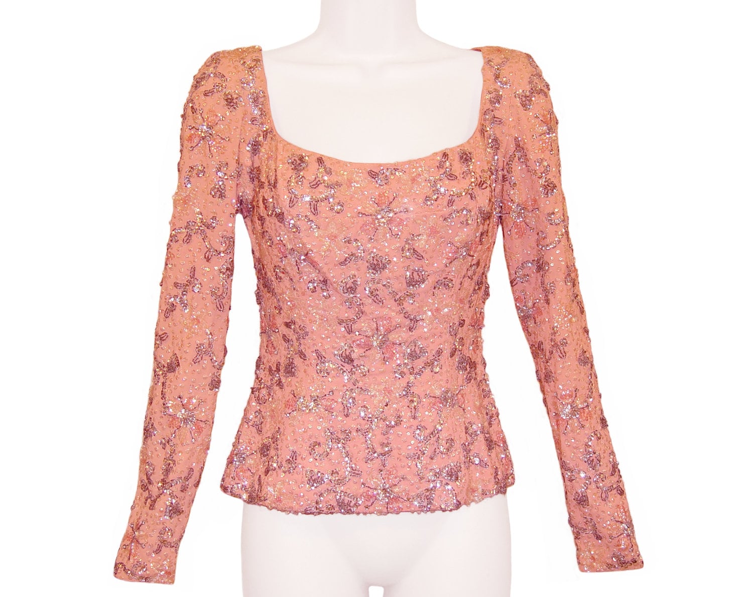 Vintage 1950s Beaded Shirt Sequins and Rhinestones Etsy