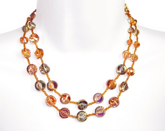 Vintage Vendome Necklace and Earrings, Gorgeous Aurora Borealis Crystal Beads, Rare, Signed, Vintage 1950s
