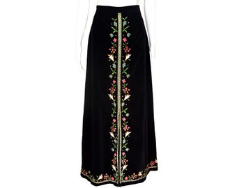 Vintage Velvet Skirt, Gorgeous Beading and Embroidery, Luxurious Bohemian, Vintage Late 1960s