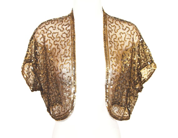 Sequin Bolero Jacket, Stunning Art Deco, Made In … - image 1