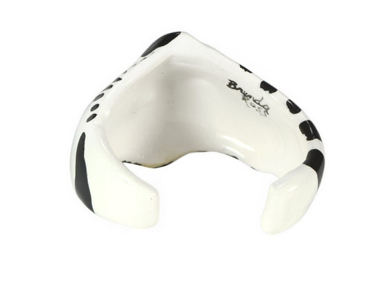 Vintage Ceramic Bracelet, Zebra Face, Hand Painte… - image 3