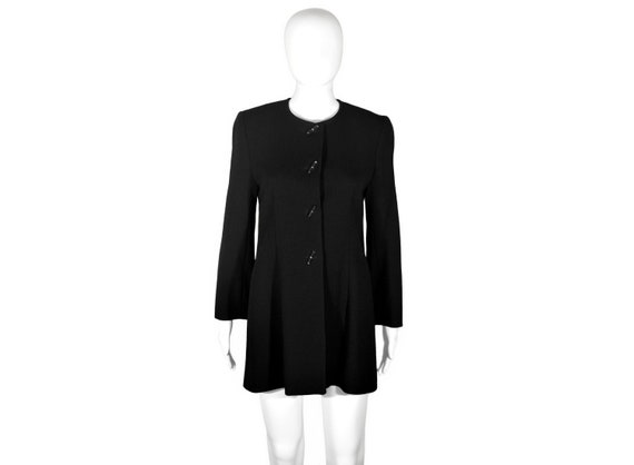 Vintage Jean Muir Long Jacket, Short Coat, Black … - image 4