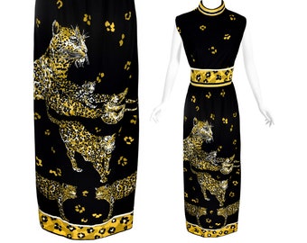 Vintage maxi dress, Leopard, Fabulous Print, Vintage Early 1970s