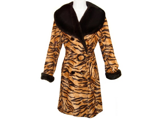 Faux Fur Coat, Tiger Print, Animal Print, Vintage… - image 1