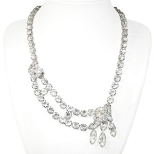 Eisenberg Rhinestone Necklace and Earrings, Vintage 1940s to 1950s, Rare, Collectible, Signed