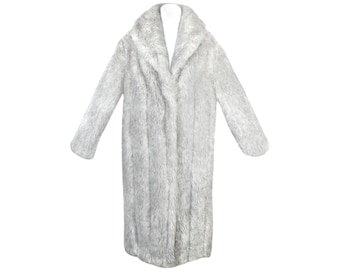 Vintage Faux Fur Coat, Light Silvery Grey, Luxuriously Plush, Vintage Late 1970s to Early 1980s