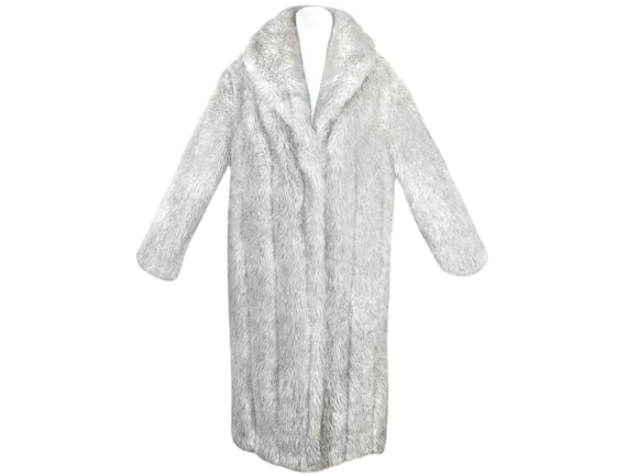 Vintage Faux Fur Coat, Light Silvery Grey, Luxuriously Plush