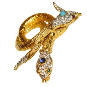 Kenneth Lane-broche, grote verstrengelde slangen, KJL. Gesigneerd, zeldzaam, verzamelobject, vintage jaren 60, jaren 60, KJL