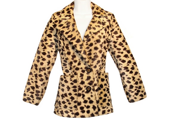 Vintage Cheetah Jacket, Faux Fur, Late 1950s to E… - image 3