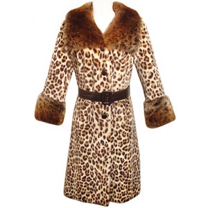 Vintage Leopard Coat, Faux Fur, Hollywood Glamour, 1960s