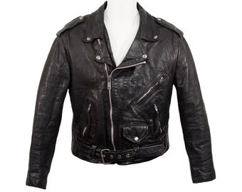 Leren motorjas, biker, punkrock, vintage jaren 1970