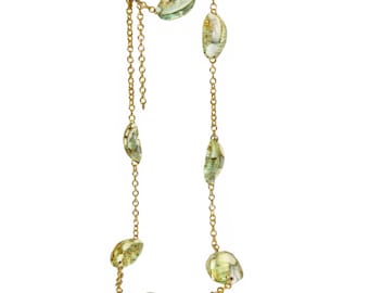Collana Kenneth Lane, conchiglie verdi iridescenti, firmata, anni '70