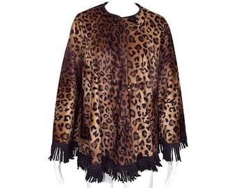 Vintage Leopard Cape, Lustrous Velvety Faux Fur, Luxurious Glamour, Vintage Late 1950s To Early 1960s