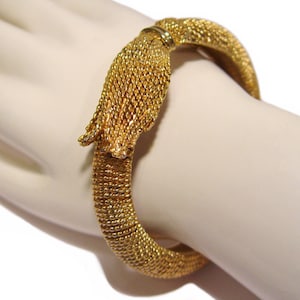 Kenneth Lane Bracelet, Golden Tassel Clamper, K.J.L. Signed, Rare, Collectible, Vintage 1960s