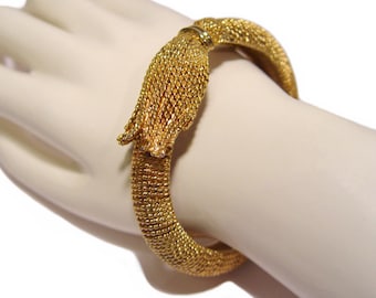 Kenneth Lane Bracelet, Golden Tassel Clamper, K.J.L. Signed, Rare, Collectible, Vintage 1960s